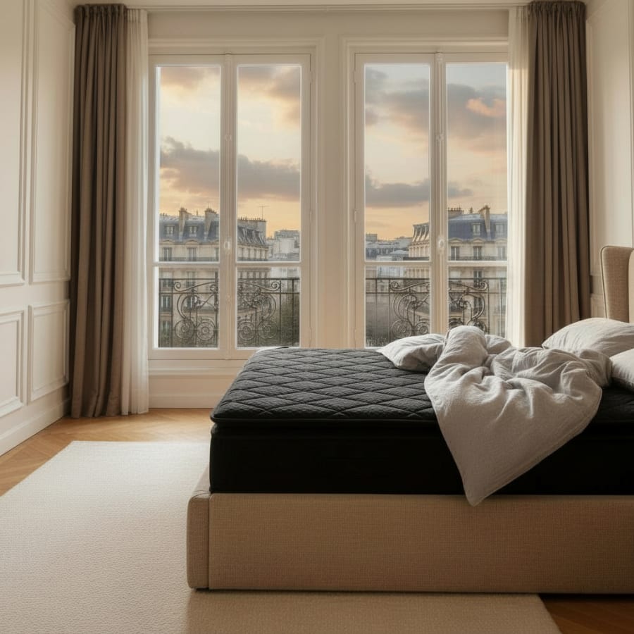 Matelas m&eacute;moire de forme et ressorts ensach&eacute;s 160x200 cm &eacute;paisseur 33 cm